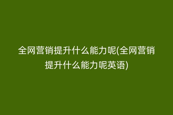 全网营销提升什么能力呢(全网营销提升什么能力呢英语)