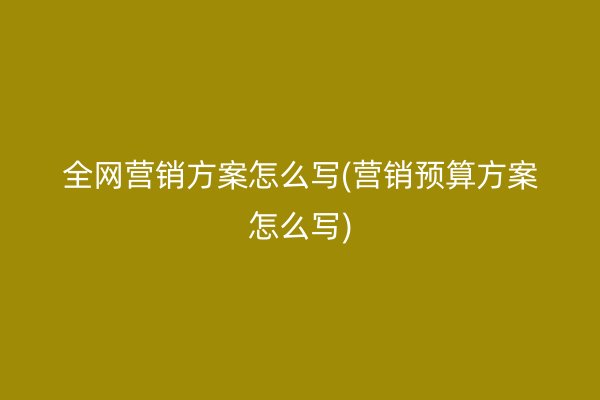 全网营销方案怎么写(营销预算方案怎么写)