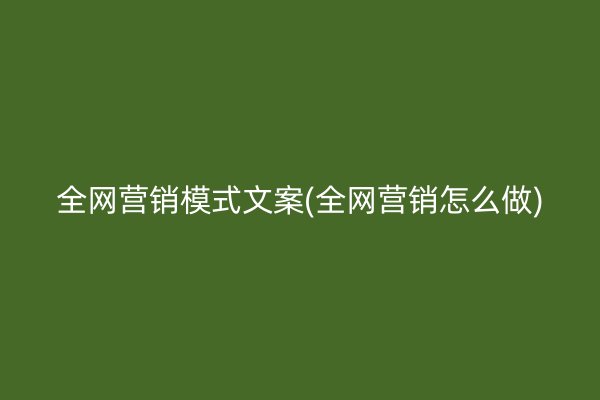 全网营销模式文案(全网营销怎么做)