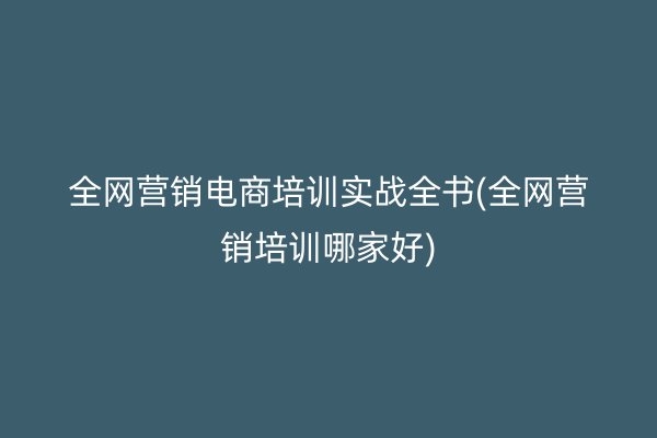 全网营销电商培训实战全书(全网营销培训哪家好)