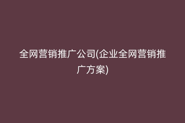 全网营销推广公司(企业全网营销推广方案)