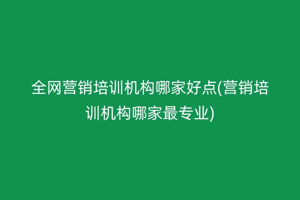 全网营销培训机构哪家好点(营销培训机构哪家最专业)