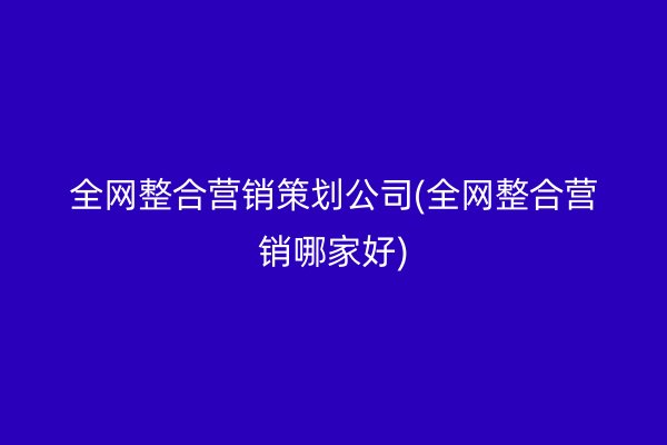 全网整合营销策划公司(全网整合营销哪家好)