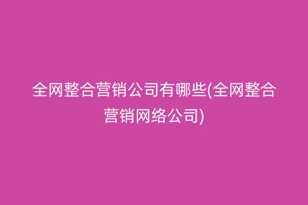 全网整合营销公司有哪些(全网整合营销网络公司)