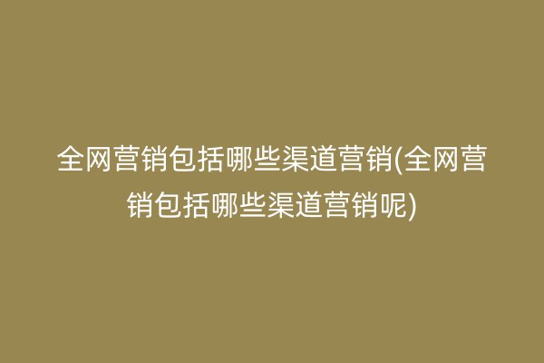 全网营销包括哪些渠道营销(全网营销包括哪些渠道营销呢)