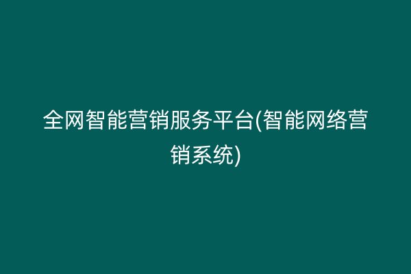 全网智能营销服务平台(智能网络营销系统)