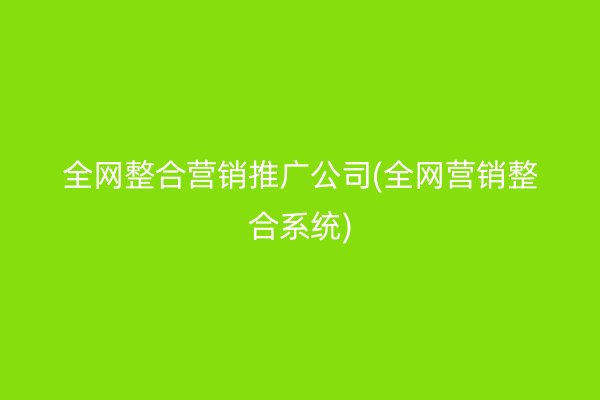 全网整合营销推广公司(全网营销整合系统)