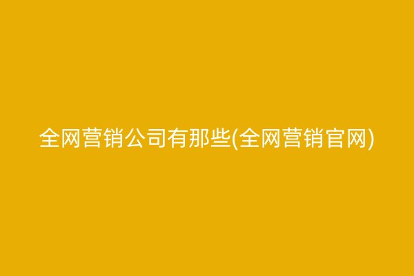 全网营销公司有那些(全网营销官网)