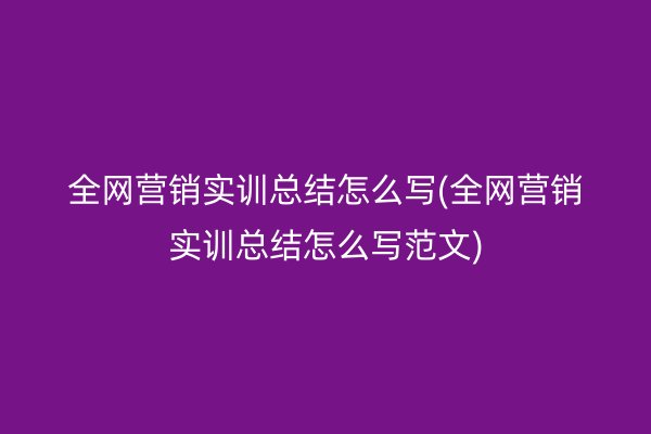 全网营销实训总结怎么写(全网营销实训总结怎么写范文)