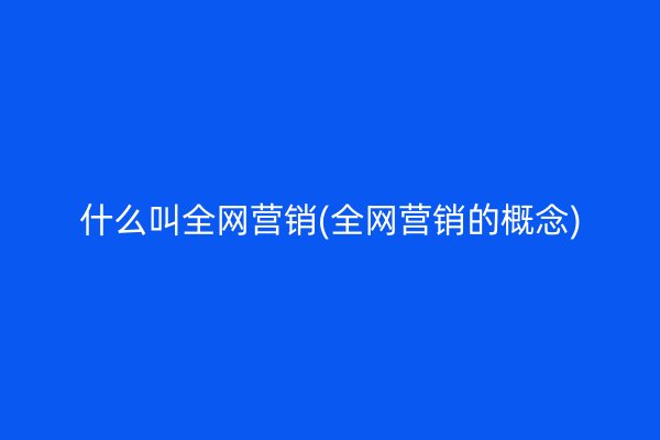 什么叫全网营销(全网营销的概念)