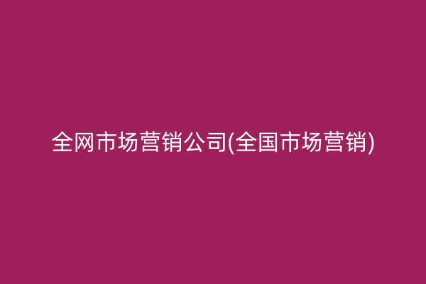 全网市场营销公司(全国市场营销)