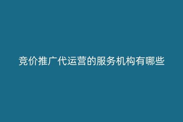 竞价推广代运营的服务机构有哪些