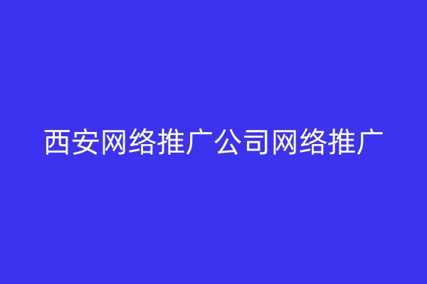 西安网络推广公司网络推广