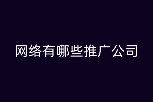 网络有哪些推广公司