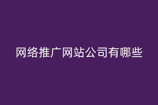 网络推广网站公司有哪些