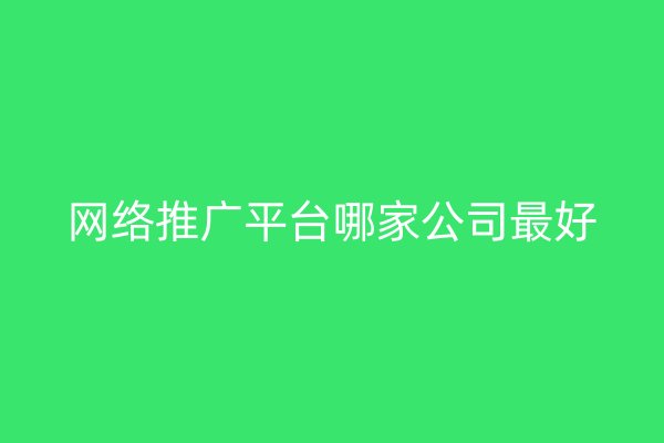 网络推广平台哪家公司最好