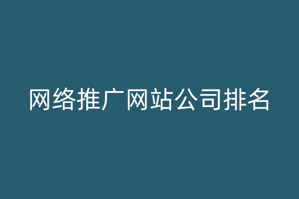 网络推广网站公司排名