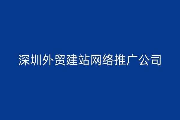 深圳外贸建站网络推广公司