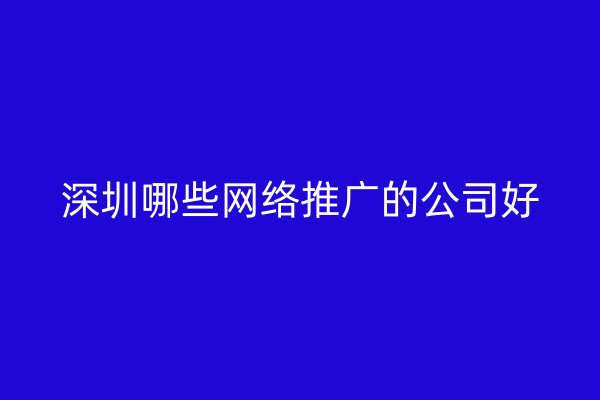 深圳哪些网络推广的公司好