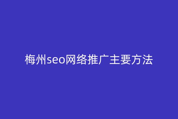 梅州seo网络推广主要方法