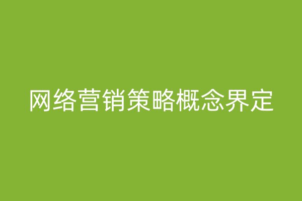 网络营销策略概念界定