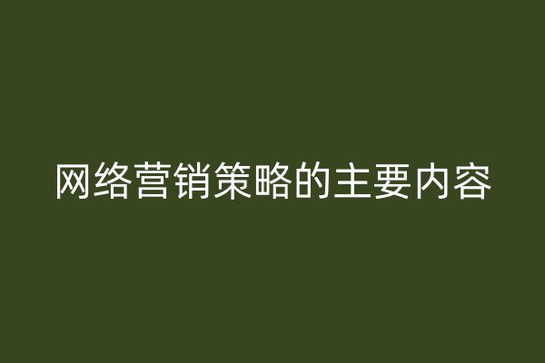 网络营销策略的主要内容