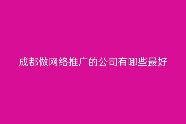 成都做网络推广的公司有哪些最好