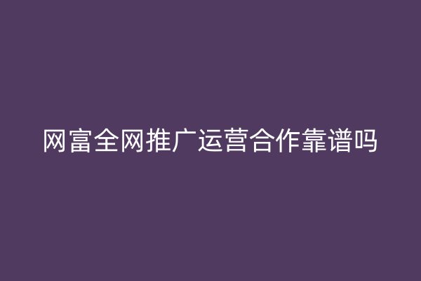 网富全网推广运营合作靠谱吗