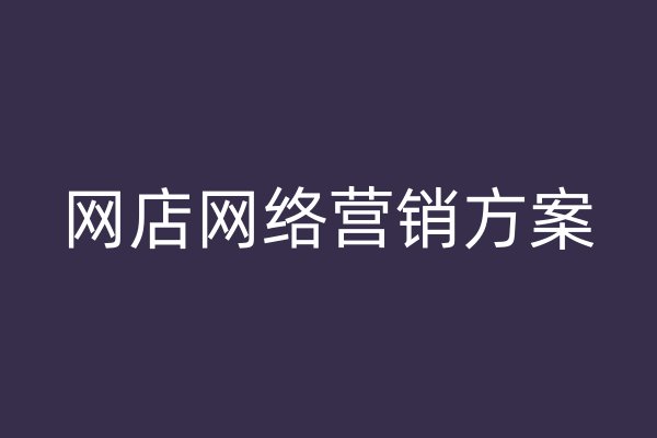 网店网络营销方案