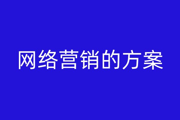 网络营销的方案