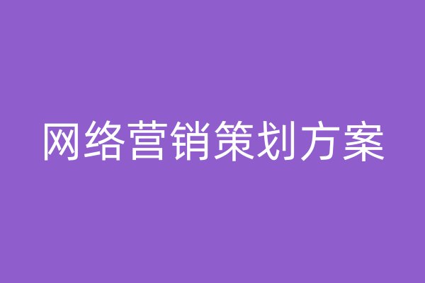 网络营销策划方案