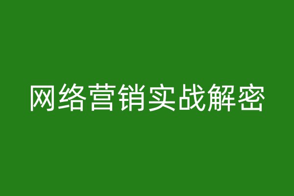 网络营销实战解密