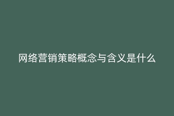 网络营销策略概念与含义是什么