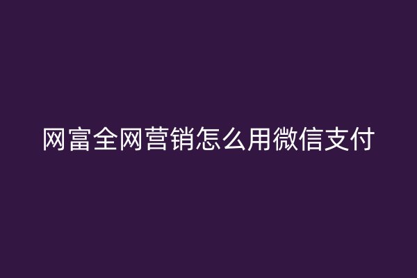 网富全网营销怎么用微信支付