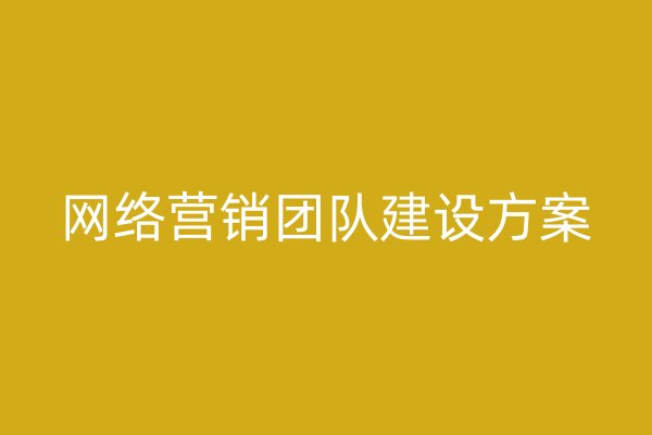 网络营销团队建设方案