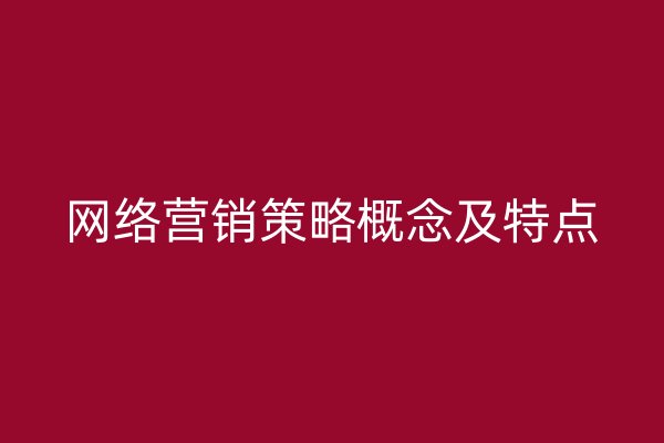 网络营销策略概念及特点