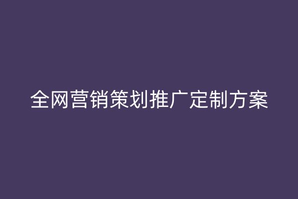 全网营销策划推广定制方案