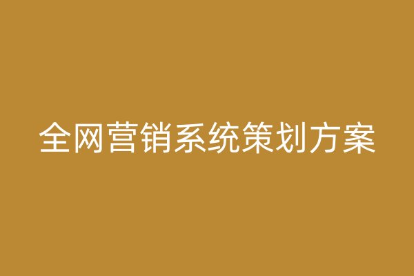 全网营销系统策划方案