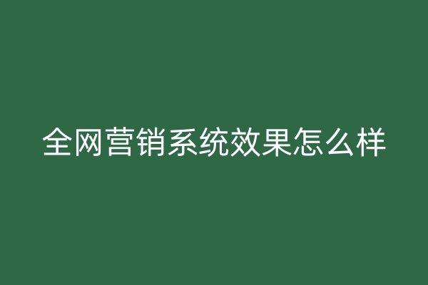 全网营销系统效果怎么样