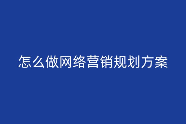 怎么做网络营销规划方案