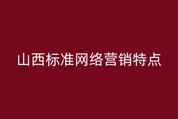 山西标准网络营销特点