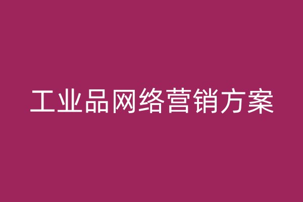 工业品网络营销方案