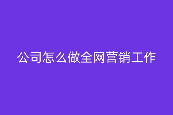 公司怎么做全网营销工作