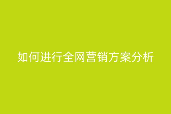 如何进行全网营销方案分析