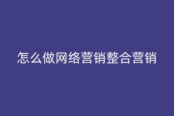 怎么做网络营销整合营销