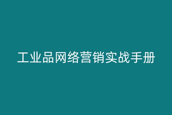 工业品网络营销实战手册