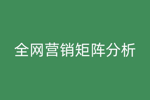 全网营销矩阵分析