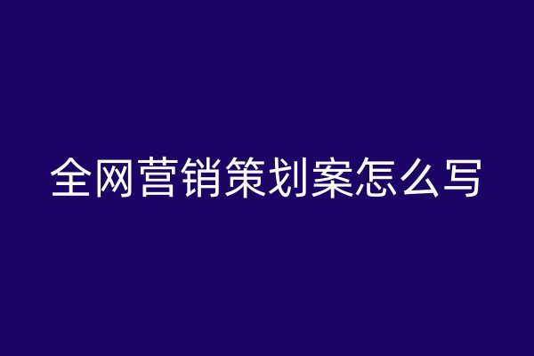 全网营销策划案怎么写