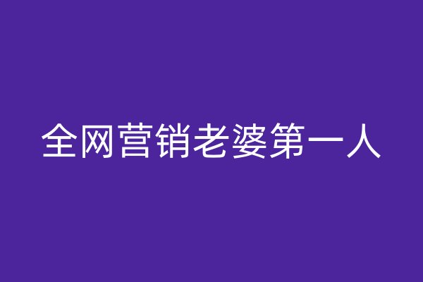 全网营销老婆第一人