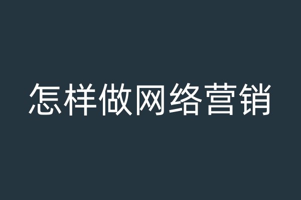 怎样做网络营销